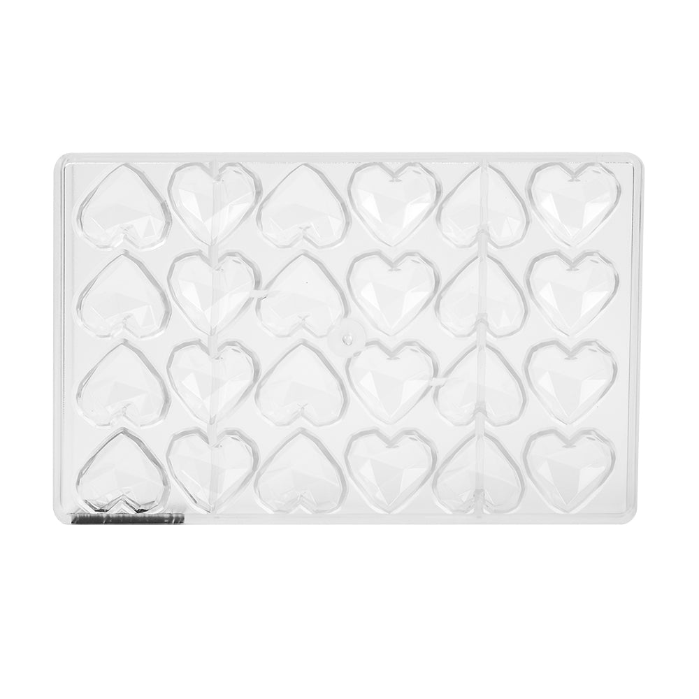 Greyas Polycarbonate Chocolate Mold, Faceted Heart, 24 Cavities