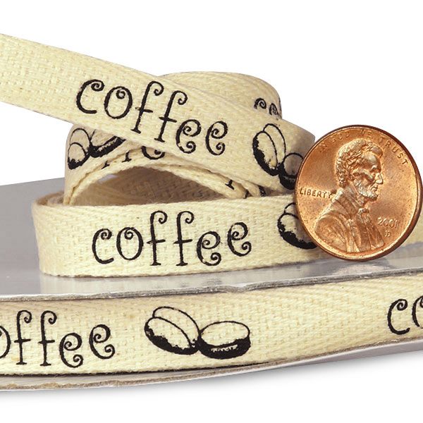 Printed Cotton Ribbon Coffee Beans Color 1 / ROLL