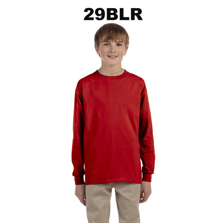 JERZEES® Dri-Power Youth Poly Cotton Long Sleeve Crewneck T-Shirt