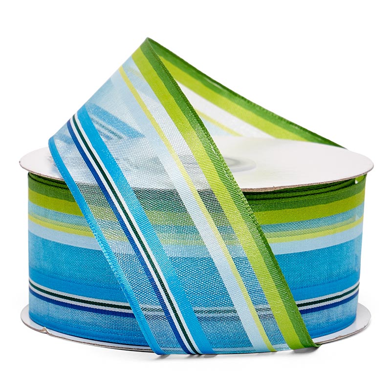 Multi-Striped Ribbon 1 1/2 '' X 25 yd Seashore Color 1 / roll