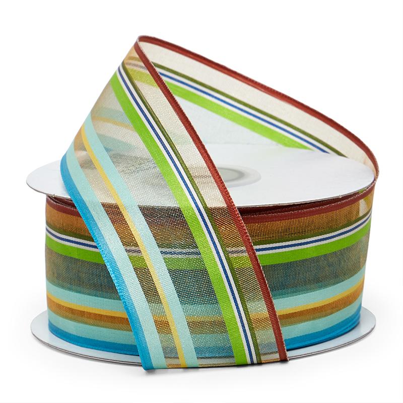 Multi-Striped Ribbon 5/8 '' X 25 yd Utah Sky (1 1/2") Color 1 / roll