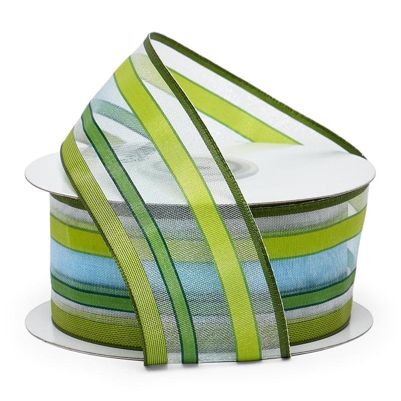 Multi-Striped Ribbon 1 1/2 '' X 25 yd Grassy Hill Color 1 / roll