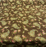 Waverly Vintage Prelude Paisley Brown Linen Rayon Blend Fabric - Paisley Floral, Chocolate Brown With Red And Green Accents, 54" Width (1 Yard)
