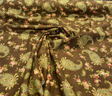 Waverly Vintage Prelude Paisley Brown Linen Rayon Blend Fabric - Paisley Floral, Chocolate Brown With Red And Green Accents, 54" Width (1 Yard)