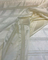 French Sheer Voile Polyester Fabric - Golden Tint Stripe, 118" Width (By The Yard)