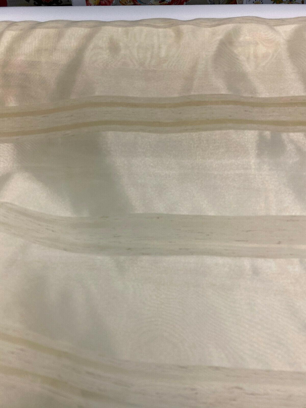 French Sheer Voile Polyester Fabric - Golden Tint Stripe, 118" Width (By The Yard)