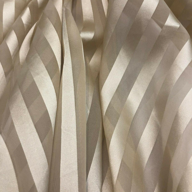 P Kaufmann Sheer Stripe Voile Focus - Polyester Voile Fabric - Antique Gold, Horizontal Stripe, 118" Width (By The Yard)