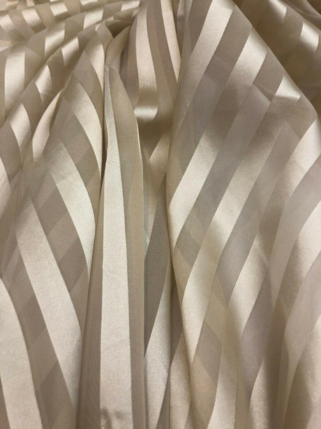 P Kaufmann Sheer Stripe Voile Focus - Polyester Voile Fabric - Antique Gold, Horizontal Stripe, 118" Width (By The Yard)