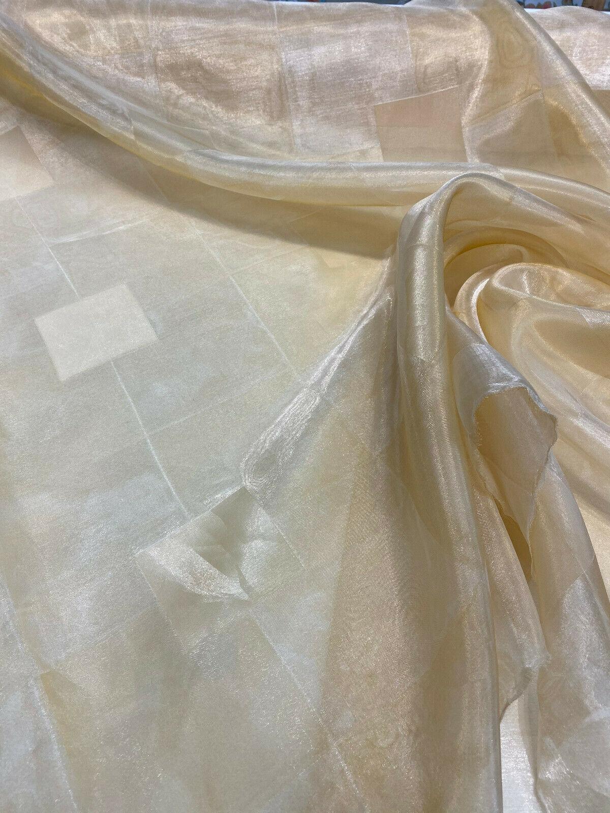 French Sheer Organza Organza Fabric - Gold Squares, 118" Width (1 Yard)