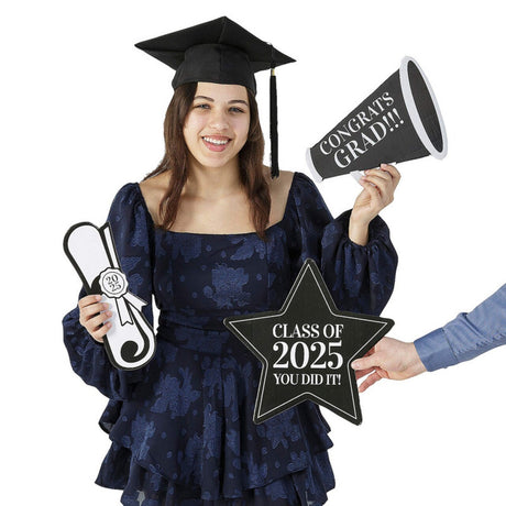 2025 Graduation Cardboard Photo Props 6 Pc Large 4.25 to 12.75 Inch