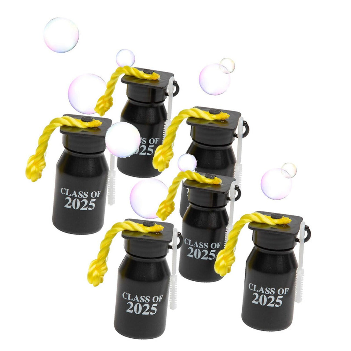 2 1/4" Graduation Class of 2025 Plastic Bubble Bottles 12 Pc.