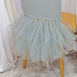 1 Piece Silver Ballerina Spandex Chiavari Chair Cover Sleek Stretch Fit with Flowing Skirt