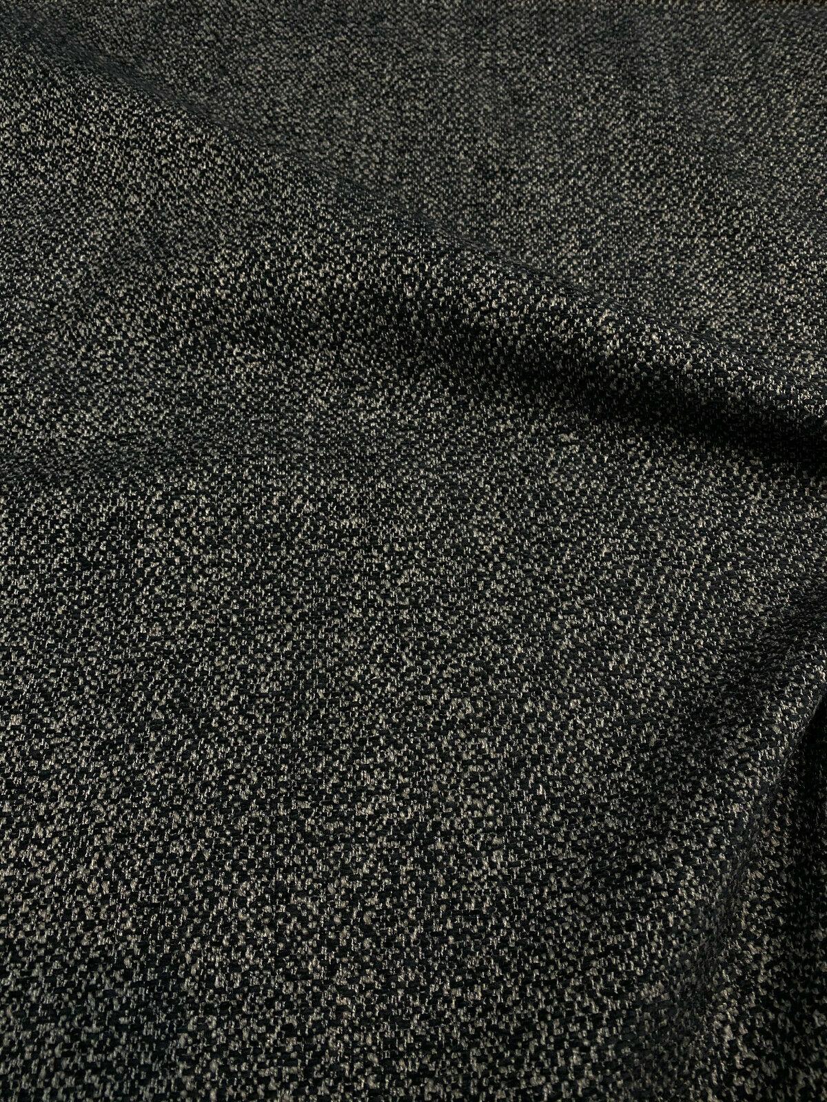 Mirage Pebble Black Rock Chenille Polyester Fabric - Black Gray/Taupe Interwoven Woven Solid, 55" Width (1 Yard)