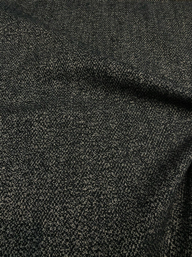 Mirage Pebble Black Rock Chenille Polyester Fabric - Black Gray/Taupe Interwoven Woven Solid, 55" Width (1 Yard)