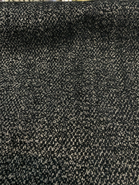 Mirage Pebble Black Rock Chenille Polyester Fabric - Black Gray/Taupe Interwoven Woven Solid, 55" Width (1 Yard)