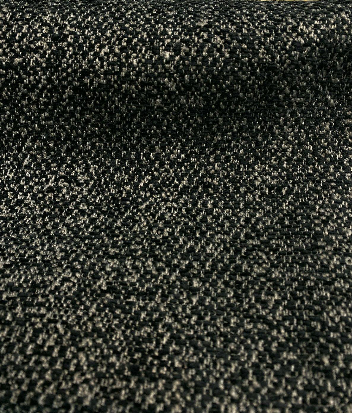 Mirage Pebble Black Rock Chenille Polyester Fabric - Black Gray/Taupe Interwoven Woven Solid, 55" Width (1 Yard)