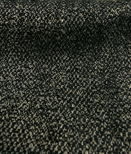 Mirage Pebble Black Rock Chenille Polyester Fabric - Black Gray/Taupe Interwoven Woven Solid, 55" Width (1 Yard)
