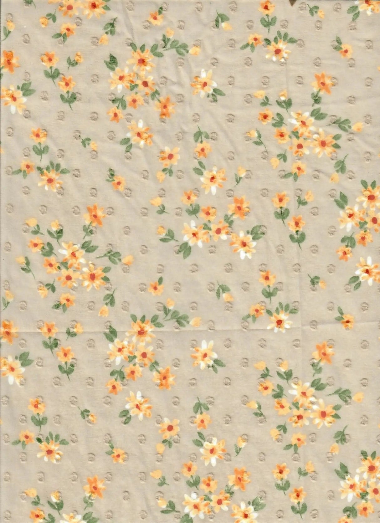 1 Yard Taupe Swiss Dot Chiffon Fabric 100% Polyester Ditsy Floral Print, 57/58" Wide