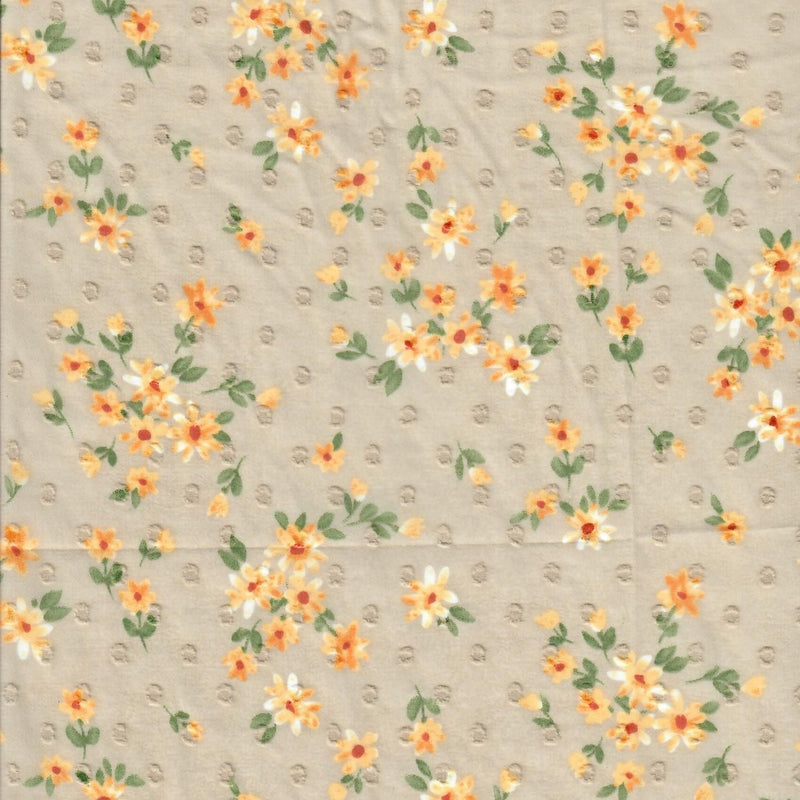 Swiss Dot Chiffon Ditsy Floral Fabric Taupe