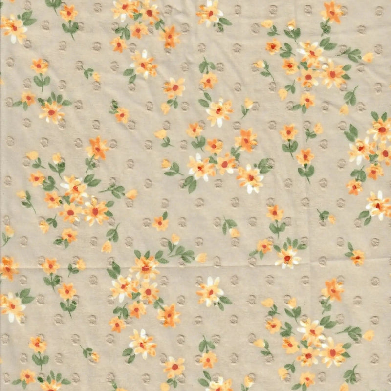 1 Yard Swiss Dot Chiffon, Small Floral Woven Fabric Sheer Lightweight 57/58" Width