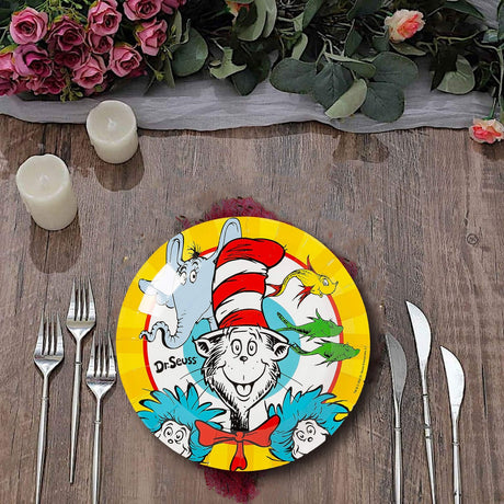 8 Count Dr Seuss Horton and Cat in the Hat Friends Paper Dinner Plates for Kids Parties 9"