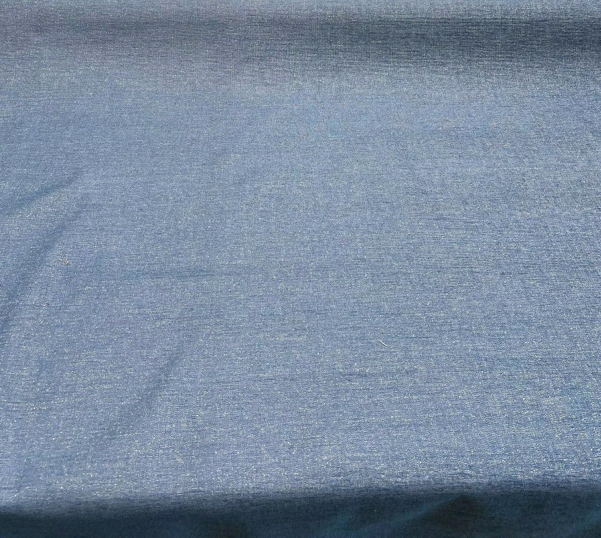 Crypton Chenille Granbury Blue Chenille Fabric - Blue With Shades Of Beige Gold, 57.5" Width (1 Yard)