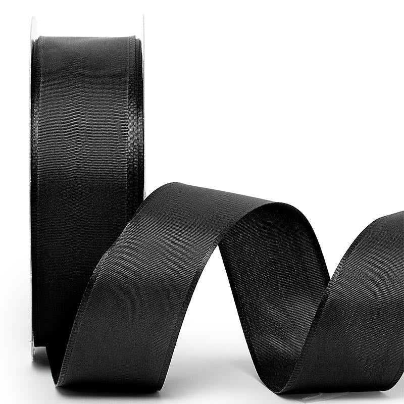 Trevia Taffeta Wired Ribbon 2 1/2 '' X 25 yd Black Color 1 / roll