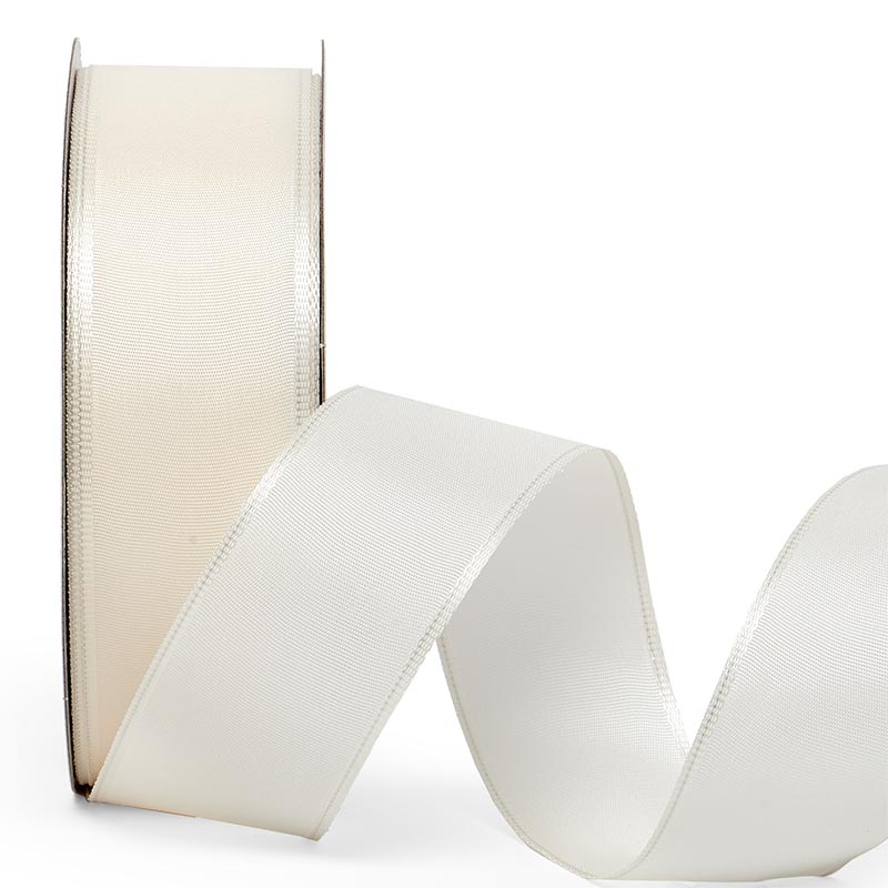 Trevia Taffeta Wired Ribbon 2 1/2 '' X 25 yd Ivory Color 1 / roll