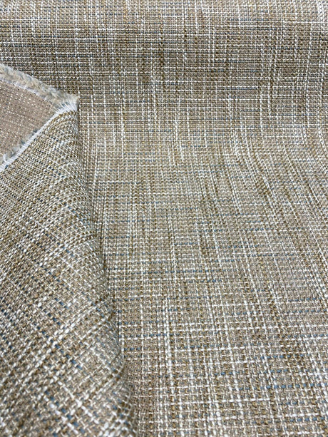 Otis Beach Tweed Performance Fabric - Beach Antique Gold With Blue Hint, Woven, 54" Width (1 Yard)