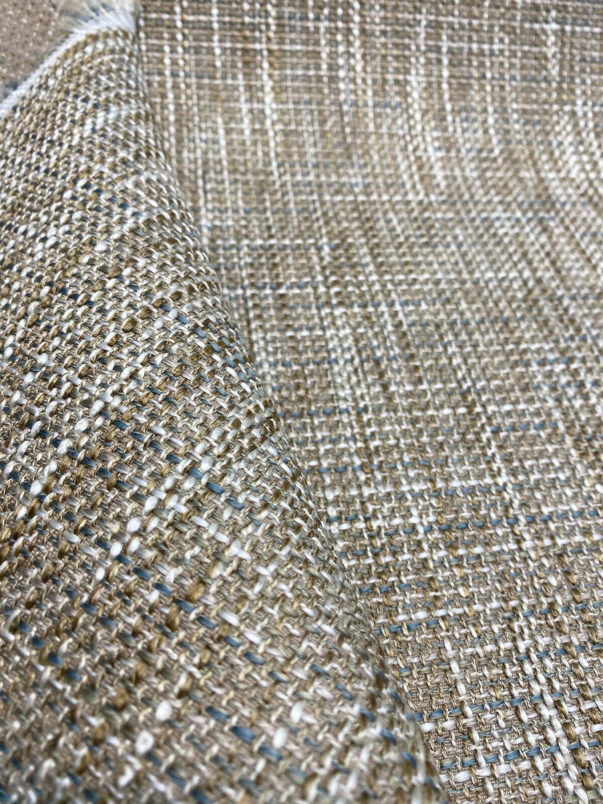 Otis Beach Tweed Performance Fabric - Beach Antique Gold With Blue Hint, Woven, 54" Width (1 Yard)