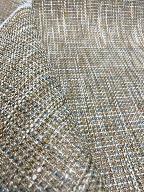 Otis Beach Tweed Performance Fabric - Beach Antique Gold With Blue Hint, Woven, 54" Width (1 Yard)