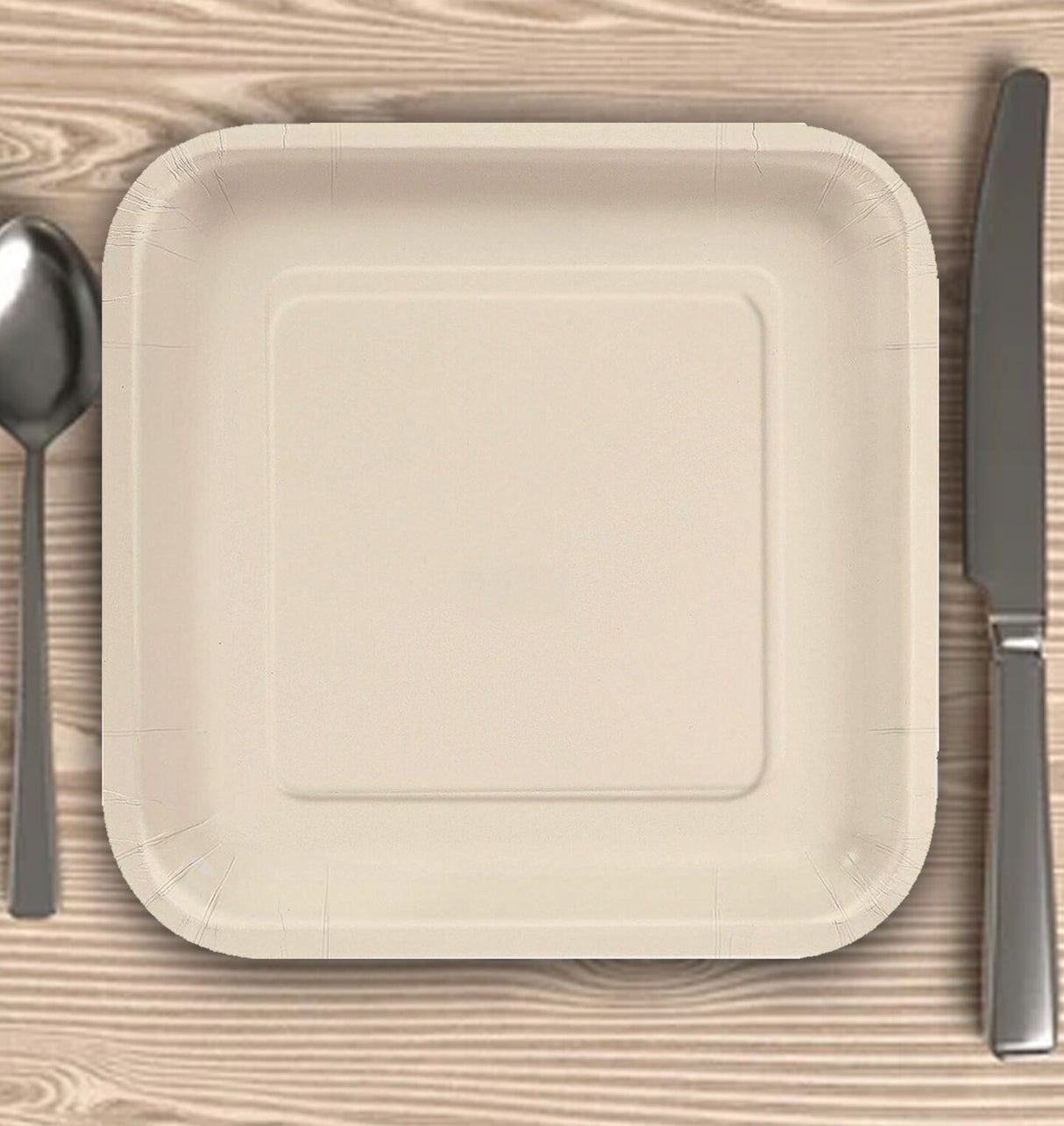 24 Count Ivory Square Paper Dinner Plates 9" Disposable Elegant Party Tableware