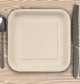 24 Count Ivory Square Paper Dinner Plates 9" Disposable Elegant Party Tableware