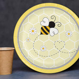 8 Ct Bumblebee Party Round Paper Dessert Plates 7" Disposable Plates