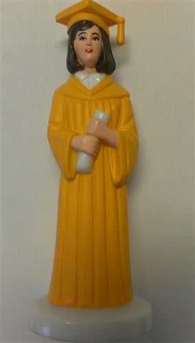 Gold Gown Graduate Girl Cake Topper