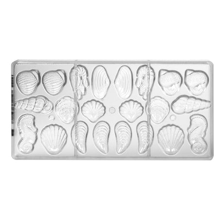Chocolate World Polycarbonate Chocolate Mold, Shells & Sea Creatures, 22 Cavities