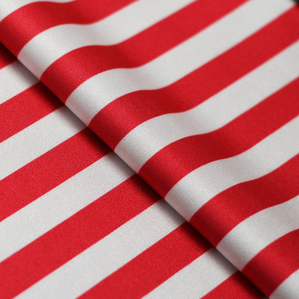 Lucky Stripes Polyester Spandex Fabric - Multi Stripe Print, 58/60" Width (1 Yard)
