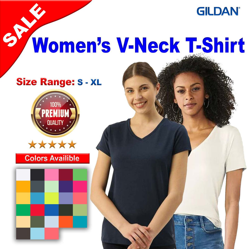 GildanÂ® Softstyle Womenâ€™s V-Neck Short Sleeve T-Shirt