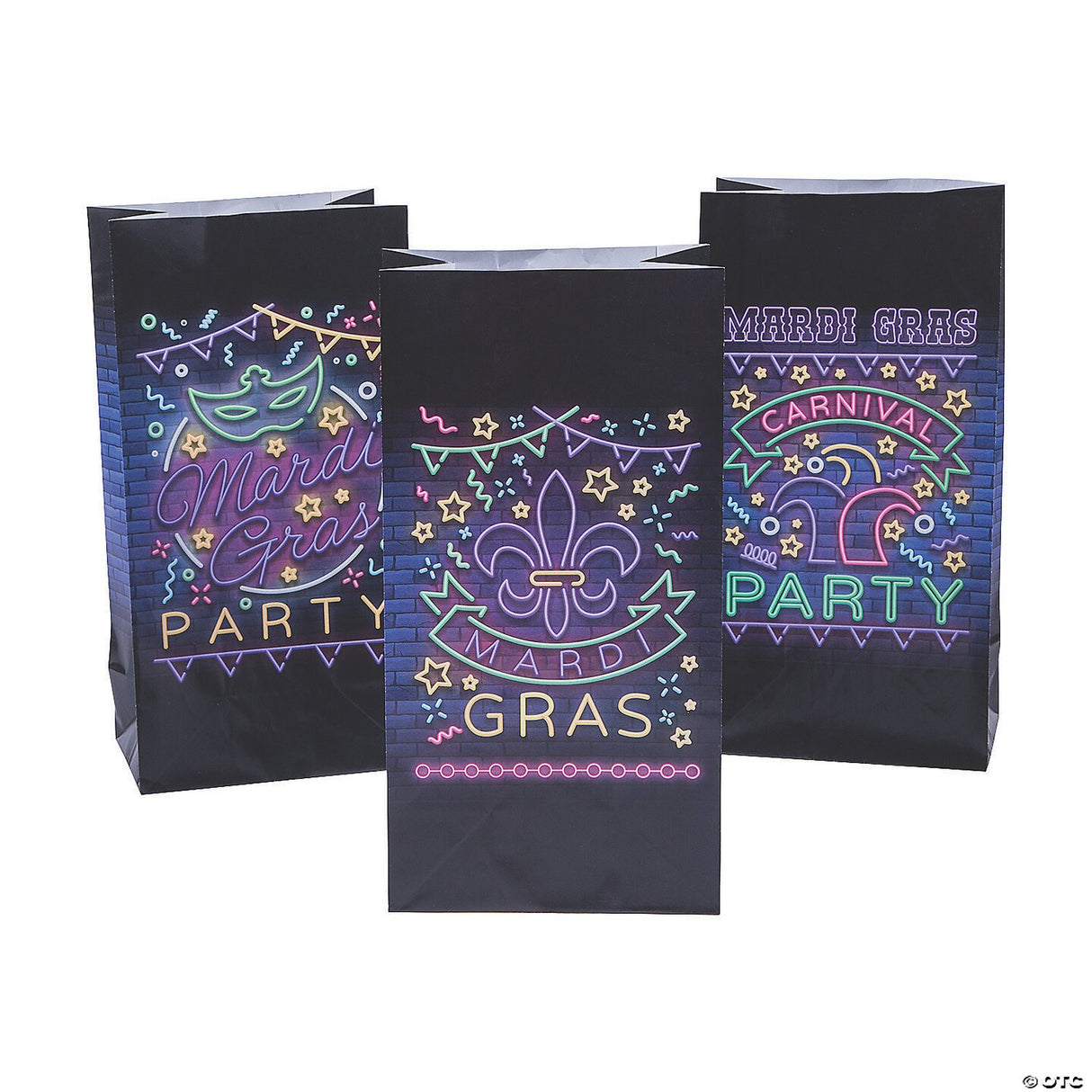 Mardi Gras Glow Treat Bags - 12 Pc.