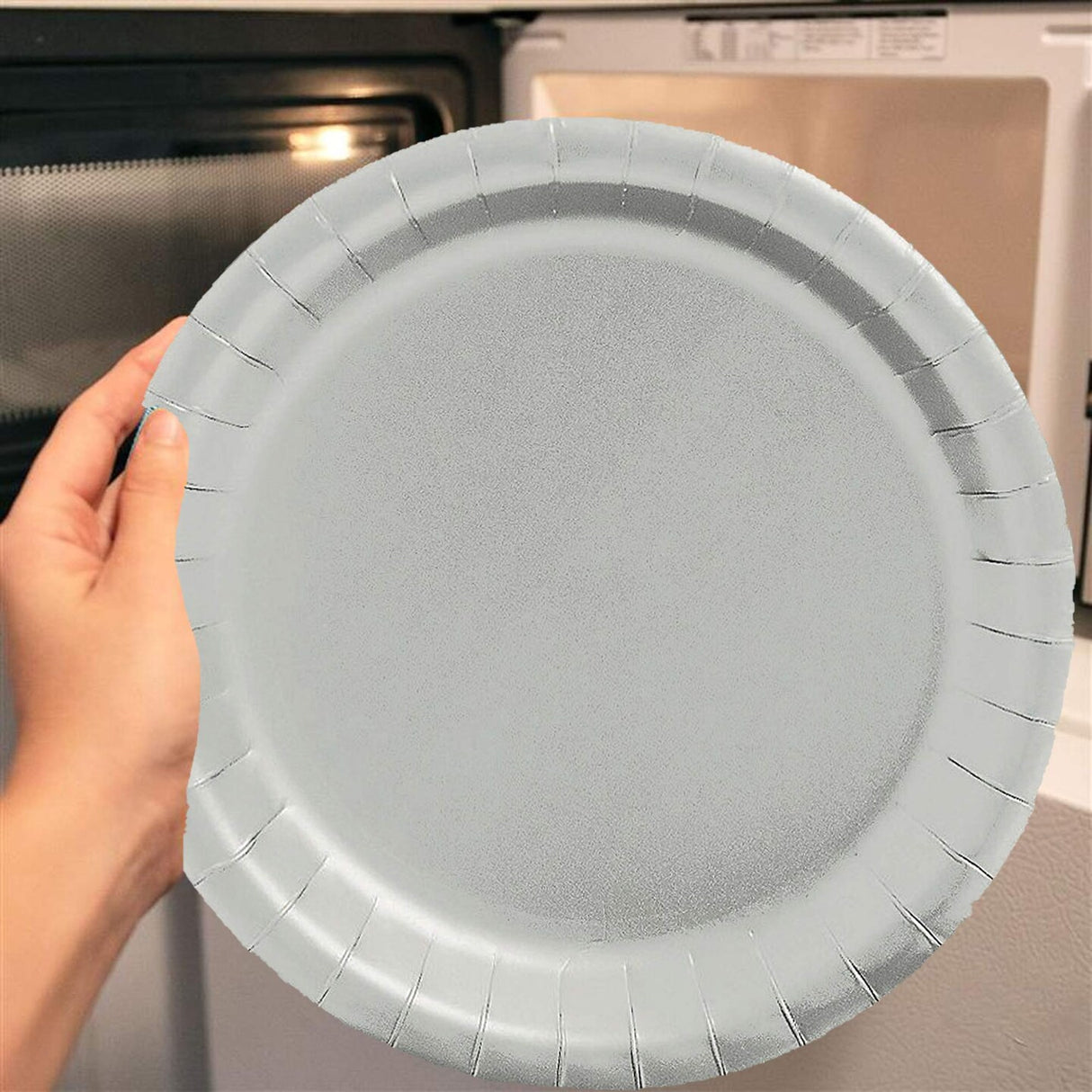 24 Count Metallic Silver Paper Plates 7" Round Dessert Plates for Stylish Parties