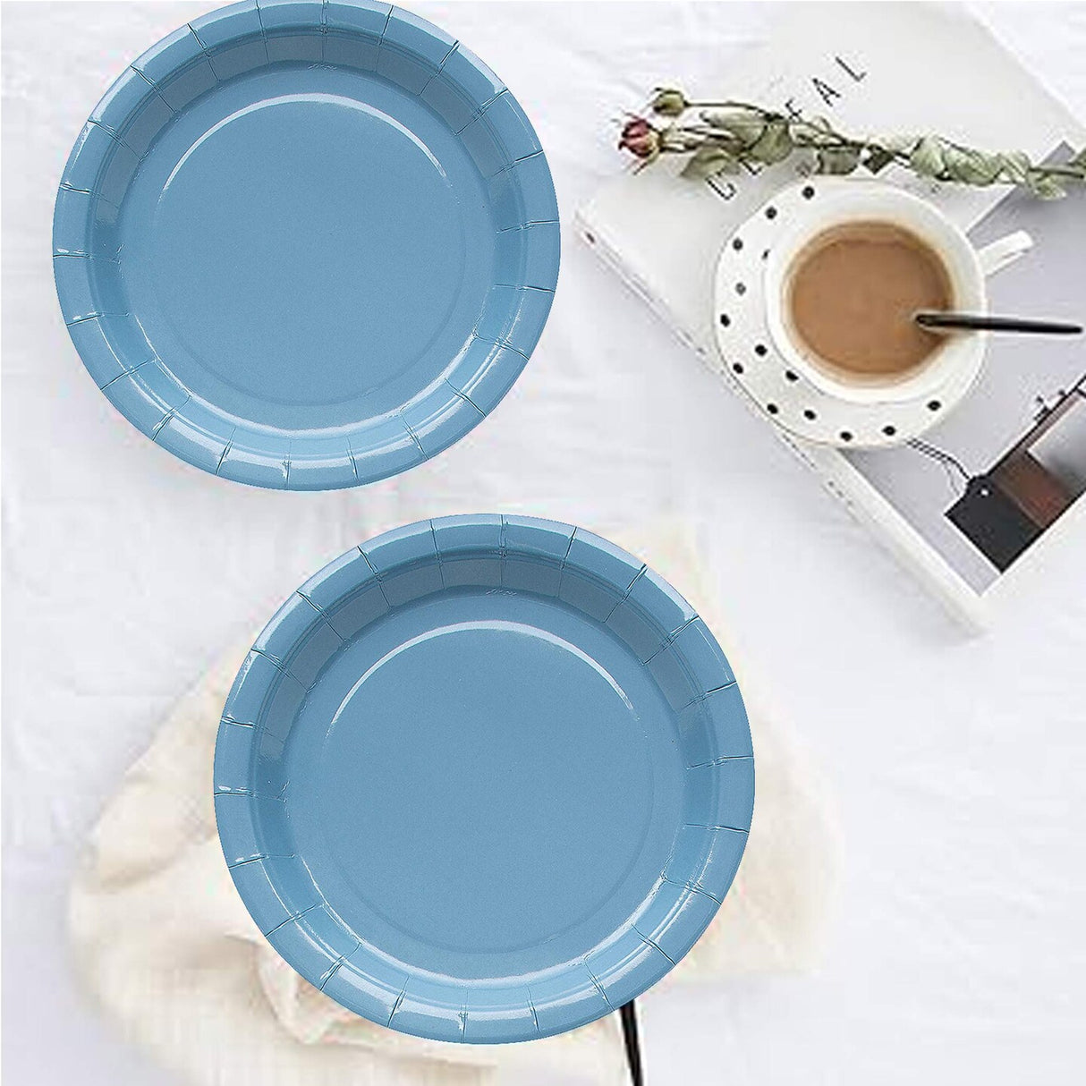 24 Count Slate Paper Plates 7" Round Disposable Dessert Plates for Gatherings