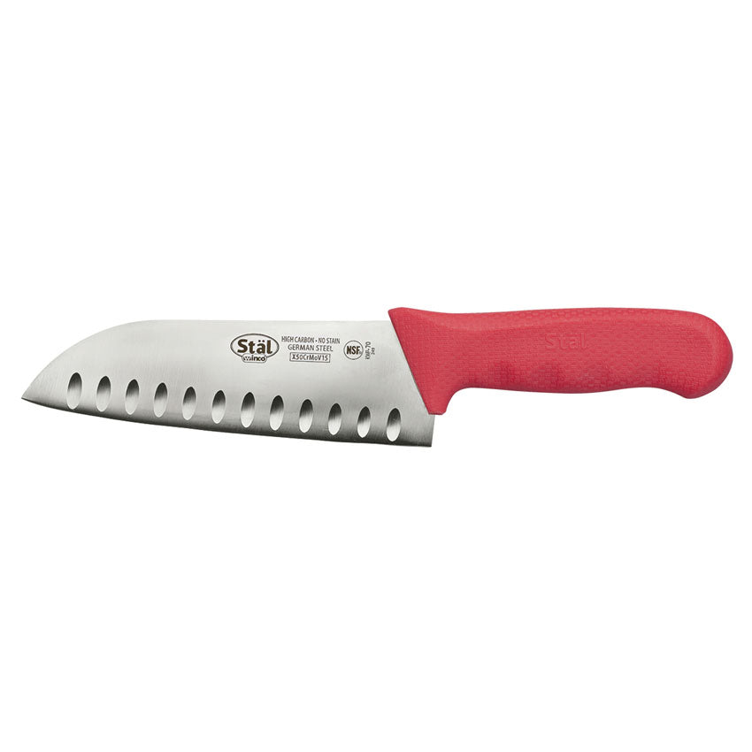 Winco Stal 7" Red Santoku Knife