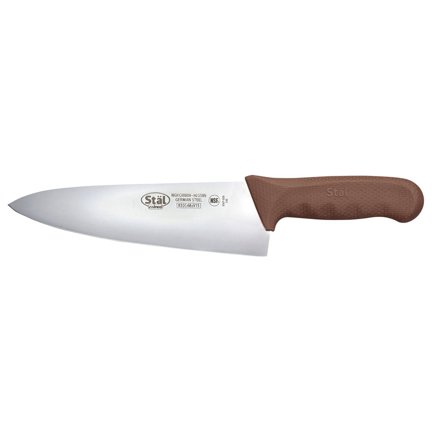 Winco Stal Brown 8" Wide Cook's Knife