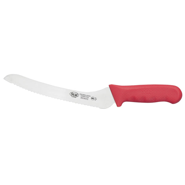 Winco Stal 9" Red Offset Bread Knife