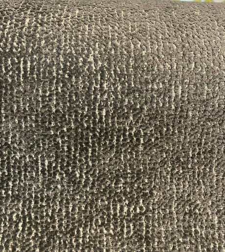 Chenille Valley Forge Correre Rod Iron Polyester Woven Upholstery Fabric - Charcoal Gray On Beige Background, 57" Width (1 Yard)