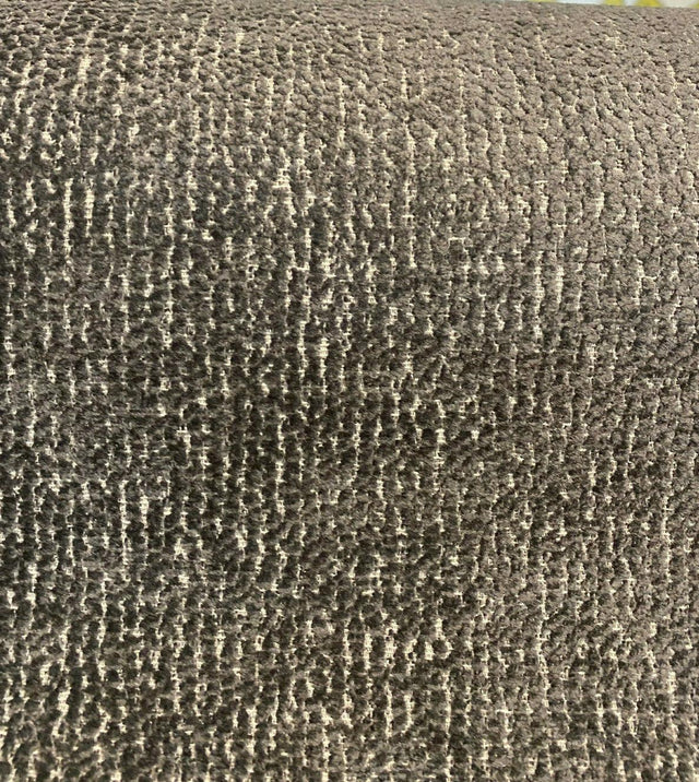 Chenille Valley Forge Correre Rod Iron Polyester Woven Upholstery Fabric - Charcoal Gray On Beige Background, 57" Width (1 Yard)