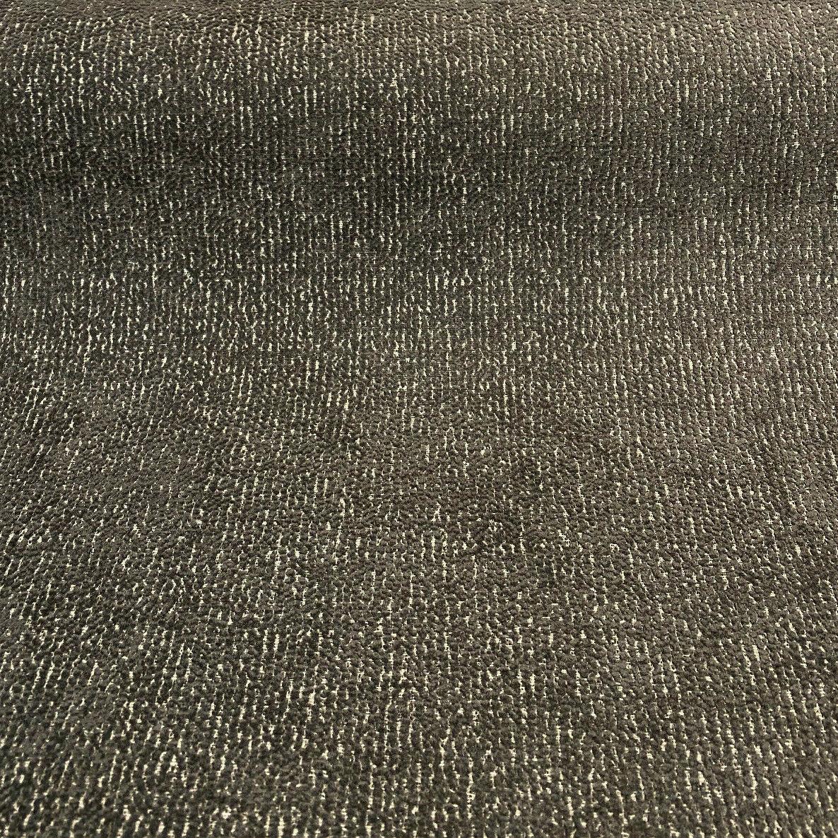 Chenille Valley Forge Correre Rod Iron Polyester Woven Upholstery Fabric - Charcoal Gray On Beige Background, 57" Width (1 Yard)
