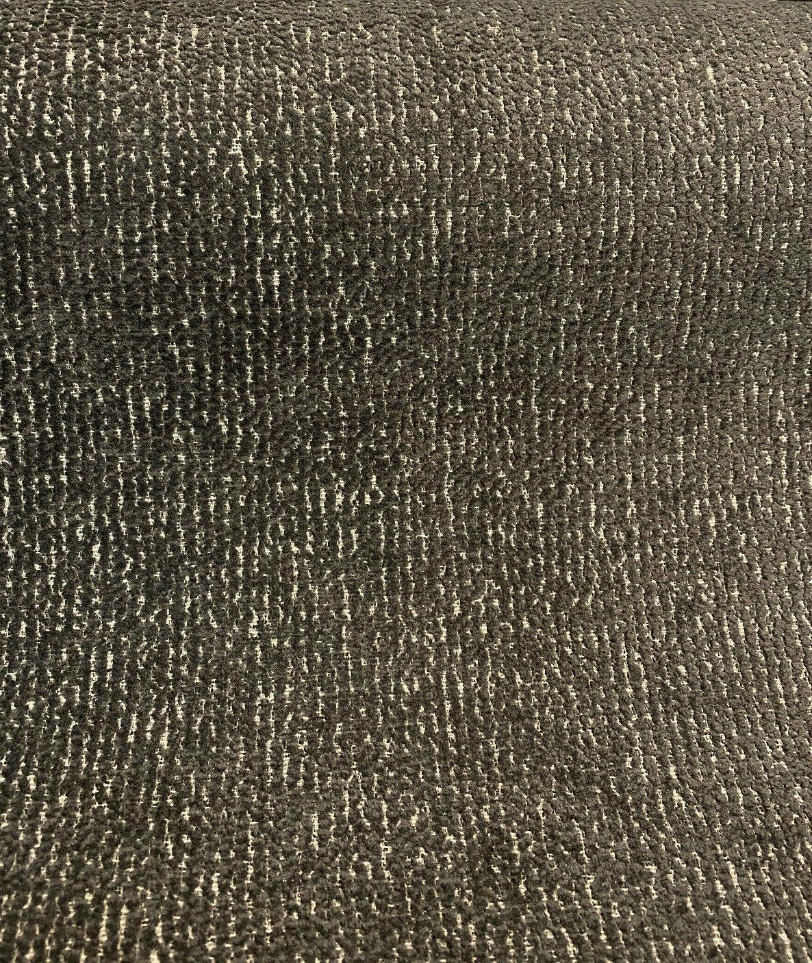 Chenille Valley Forge Correre Rod Iron Polyester Woven Upholstery Fabric - Charcoal Gray On Beige Background, 57" Width (1 Yard)