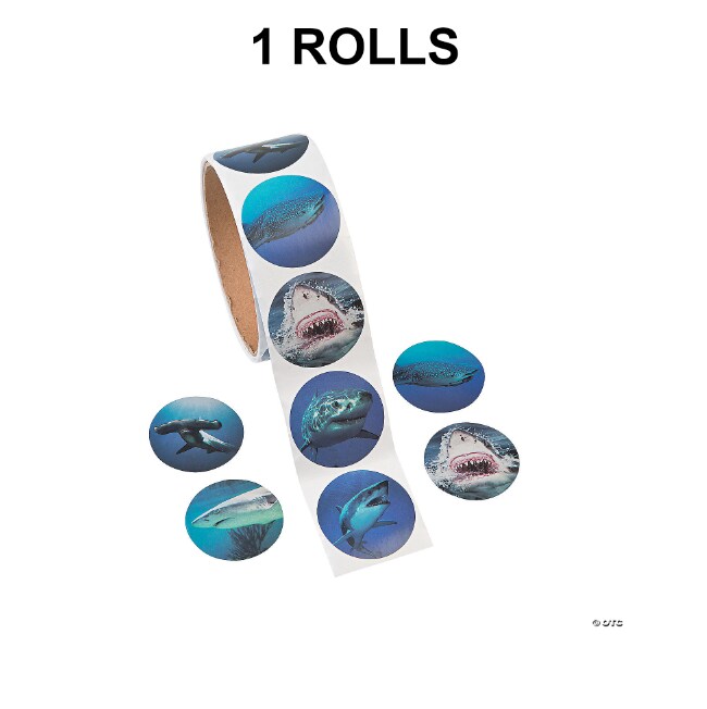 Realistic Photo Shark Sticker Roll 100 Pc.