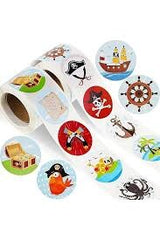 1 1/2" Assorted Pirate Animals Sticker Roll 100 Pieces